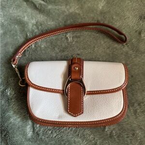Dooney & Bourke White and Tan Wristlet